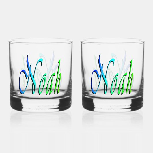 Groene en blauwe Noah naam, Whisky Glas (Achterkant)