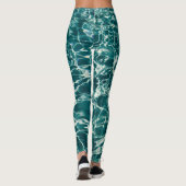 Groene en blauwe oceaangolven leggings (Achterkant)
