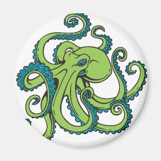 Groene en blauwe octopus magneet