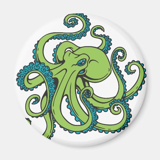 Groene en blauwe octopus magneet (Voorkant)