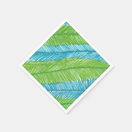 Groene en Blauwe Palm Bladeren Patroon servetten (Hoek)