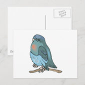 groene en blauwe parkiet vogel briefkaart (Voorkant / Achterkant)