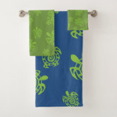 Groene en blauwe patroonset bad handdoek (Insitu)