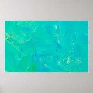 Groene en blauwe penseelstreken, abstract geverfd poster