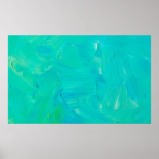 Groene en blauwe penseelstreken, abstract geverfd poster (Voorkant)