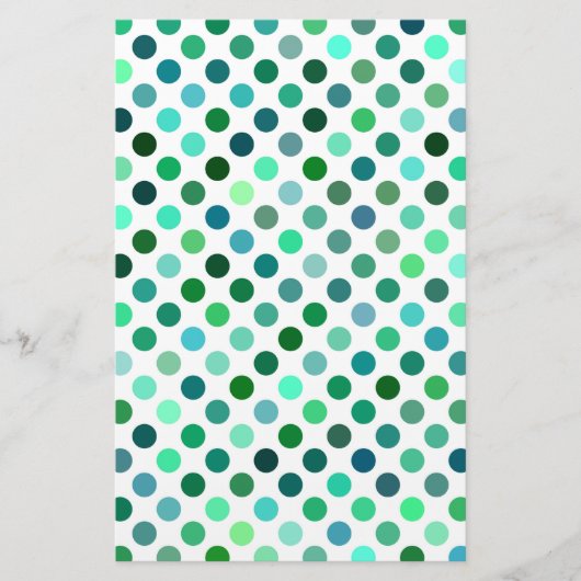Groene en Blauwe Polka Dot Briefpapier (Voorkant)