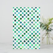 Groene en Blauwe Polka Dot Briefpapier (Staand voorkant)