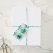 Groene en Blauwe Polka Dot Cadeaulabel (Met Touw)