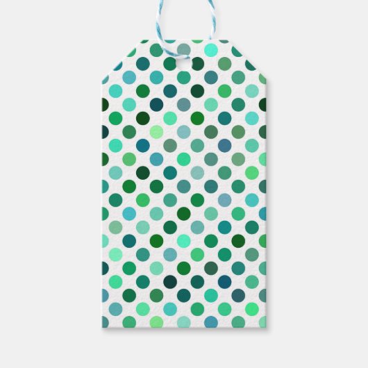 Groene en Blauwe Polka Dot Cadeaulabel (Voorkant)
