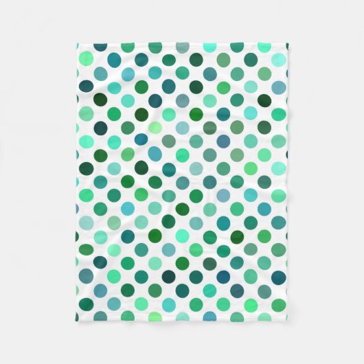 Groene en Blauwe Polka Dot Fleece Deken (Voorkant)