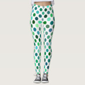 Groene en Blauwe Polka Dot Leggings (Voorkant)