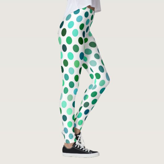 Groene en Blauwe Polka Dot Leggings (Rechts)