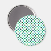 Groene en Blauwe Polka Dot Magneet (Voorkant / Achterkant)