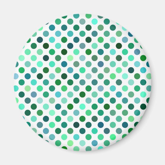 Groene en Blauwe Polka Dot Magneet (Voorkant)