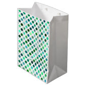 Groene en Blauwe Polka Dot Medium Cadeauzakje (Voorkant Gekanteld)