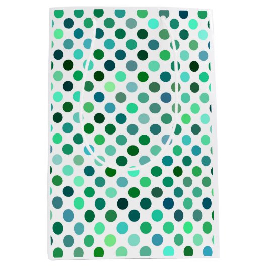 Groene en Blauwe Polka Dot Medium Cadeauzakje (Voorkant)
