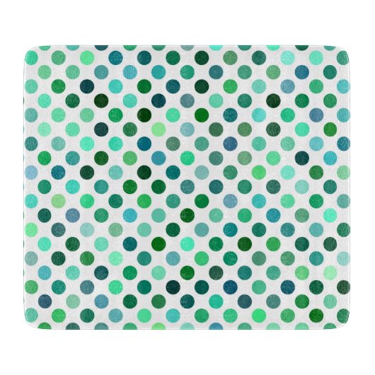 Groene en Blauwe Polka Dot Snijplank (Voorkant)
