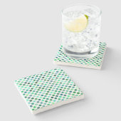Groene en Blauwe Polka Dot Stenen Onderzetter (Zijkant)