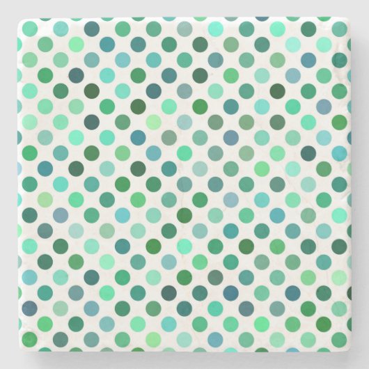 Groene en Blauwe Polka Dot Stenen Onderzetter (Voorkant)