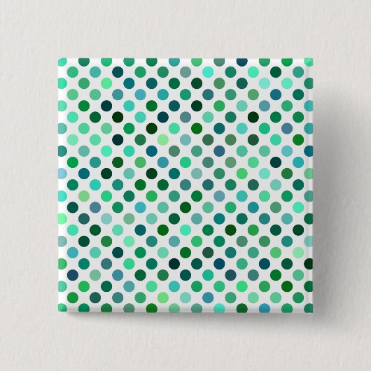 Groene en Blauwe Polka Dot Vierkante Button 5,1 Cm (Voorkant)