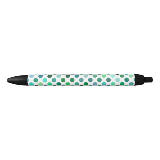 Groene en Blauwe Polka Dot Zwarte Inkt Pen (Voorkant)