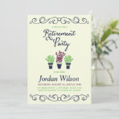 Groene en Blauwe Potten Planten Pensioen Partij Kaart (Staand voorkant)