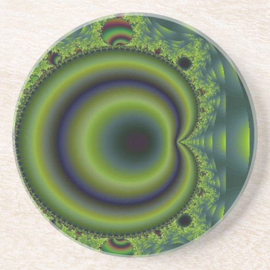 Groene en blauwe puntuur zandsteen onderzetter (Voorkant)