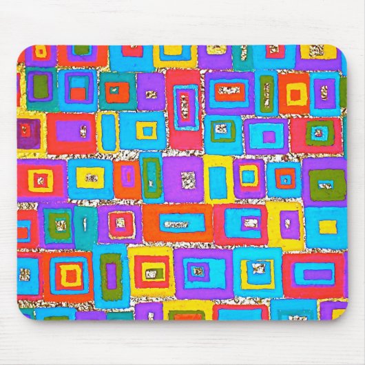 GROENE EN BLAUWE RECTANGLES MOUSEPAD MUISMAT (Voorkant)