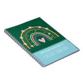 Groene en blauwe regenboog kindernaam notitieboek (Rechterzijde)