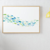 Groene en Blauwe School van Vis Waterverf Poster