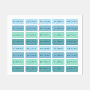 Groene en blauwe schoolkleding labels voor kindere