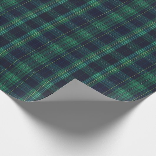 Groene en blauwe Schotse Tartan Plaid Cadeaupapier (Hoek)