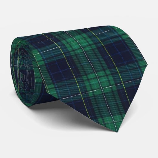 Groene en blauwe Schotse Tartan Plaid Stropdas (Opgerold)
