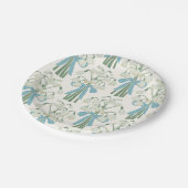 Groene en blauwe sneeuwklokbloem en boeketten papieren bordje (Gekanteld)