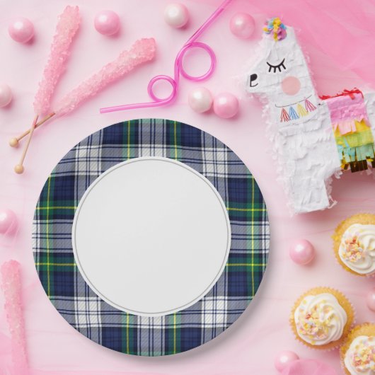 Groene en blauwe speldenstang papieren bordje (Feest)