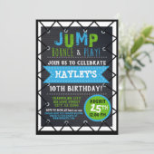 Groene en Blauwe Sprong & Spel Trampoline Park Bou Kaart (Staand voorkant)