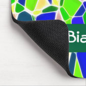Groene en blauwe stenen vormen muismat (Hoek)