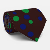 Groene en blauwe stippen, espresso stropdas (Opgerold)