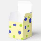 Groene en blauwe stippen op geel bedankdoosjes (Geopend)
