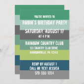 Groene en blauwe strepen aangepaste feestelijke ui kaart (Voorkant / Achterkant)