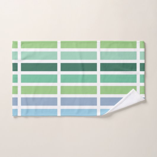 Groene en blauwe strepen bad handdoek (Handdoek)