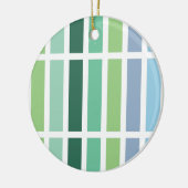 Groene en blauwe strepen keramisch ornament (Links)