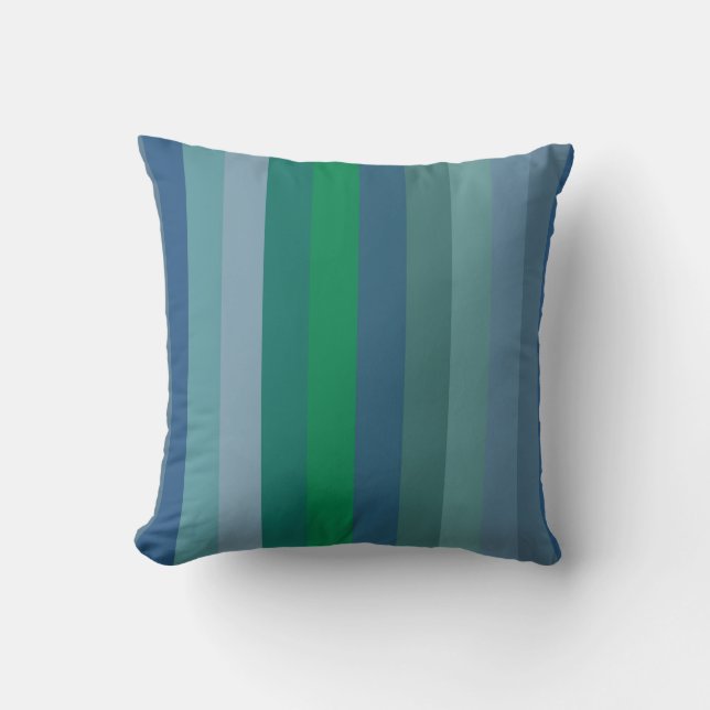 groene en blauwe strepen kussen (Voorkant)