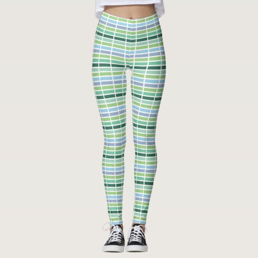 Groene en blauwe strepen leggings (Voorkant)