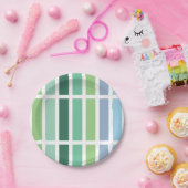 Groene en blauwe strepen papieren bordje (Feest)
