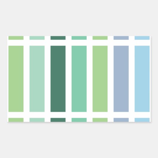Groene en blauwe strepen rechthoekige sticker (Voorkant)