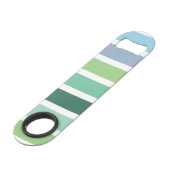 Groene en blauwe strepen speed flessenopener (Achterkant Gekanteld)