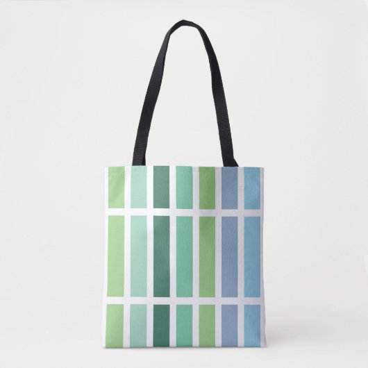 Groene en blauwe strepen tote bag (Voorkant)
