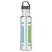 Groene en blauwe strepen waterfles  (Achterkant)