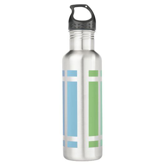 Groene en blauwe strepen waterfles  (Achterkant)